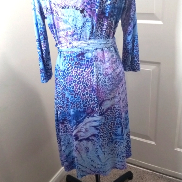 Jaclyn Smith Sz Large Multi Colored Blue/Purple Dress Midi - Picture 5 of 8